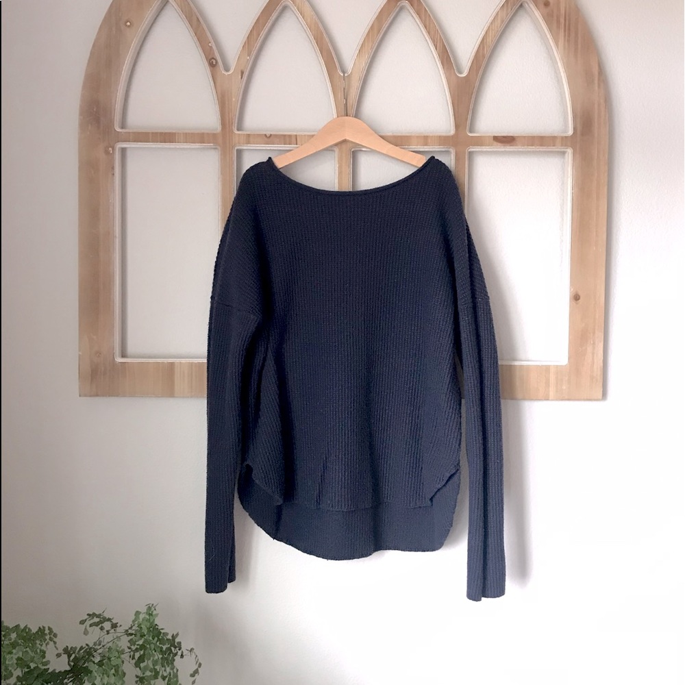 Gap Dark Blue Waffle Knit Crewneck Sweater